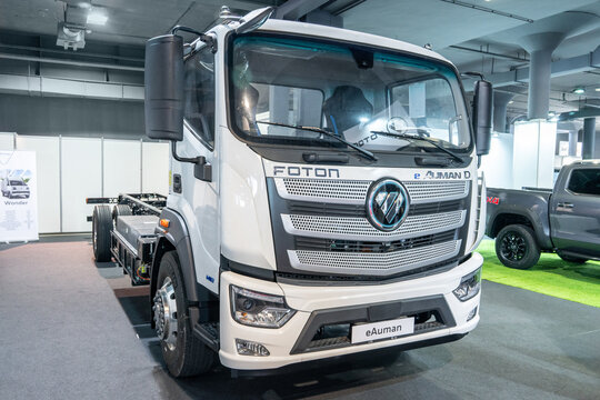 Belgrade, Serbia - March 20, 2025: Electric truck Foton eAuman at the BG car show