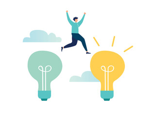 Business transformation, change management or transition to a more advanced innovative company, improvement and adaptation to a new normal concept, vector illustration