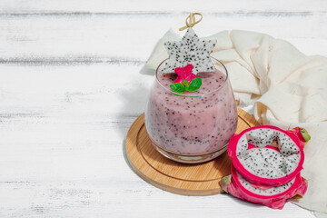 Pitaya smoothie, healthy detox drink. Trendy beverage, useful breakfast idea