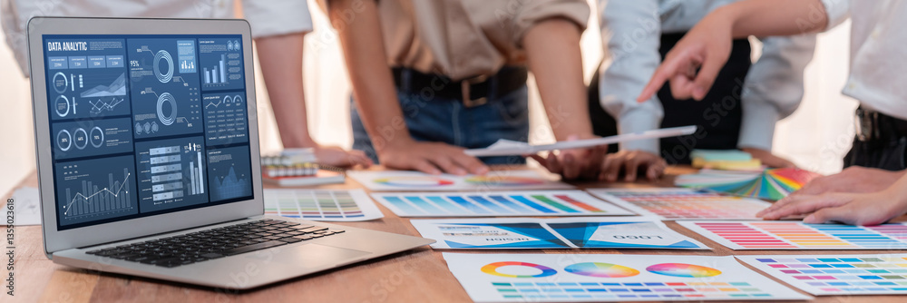 Leinwandbilder business data dashboard provide business intelligence analytic for marketing strategy planning brisk