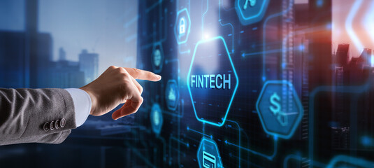 Fintech Financial technology. Business concept on virtual screen