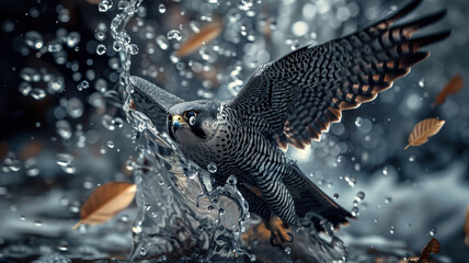 Obraz premium Peregrine Falcon Mid-Dive Capturing Precision and Speed for Luxury Watch Design