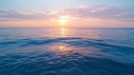 Fototapeta premium Tranquil ocean sunset reflecting vibrant colors on calm water surface at dusk : Generative AI