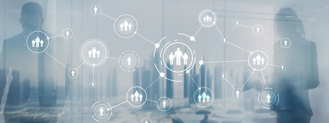 People relation and organization structure. Human resource management mixed media finance concept