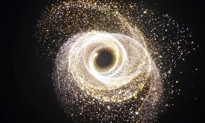 luxury Glitter Light circle trail Sparkling star dust spiral particle effect animation isolated on black background - Powered by Adobe