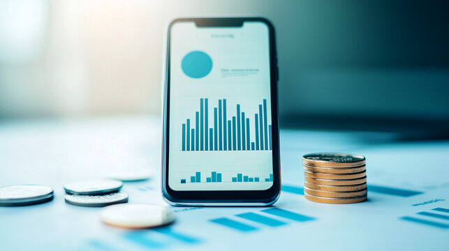 Budgeting tools and charts on a mobile banking app	