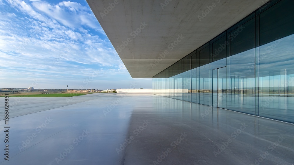 Aufkleber modern architectural design featuring glass and concrete with open space and natural light : generat