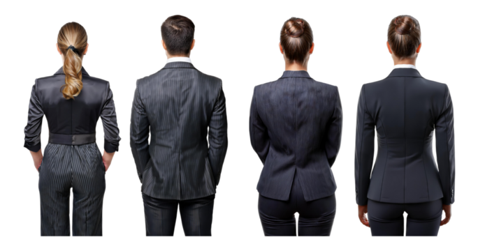 Professional Business Attire for Men and Women in Elegant Styles, Bundle Set Collection, Isolated on Transparent Background