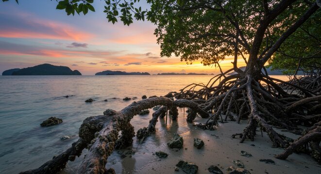 Eco-Friendly Sunset Serenity Over Pulau Adonara&rsquo;s Coastal Mangrove Haven
