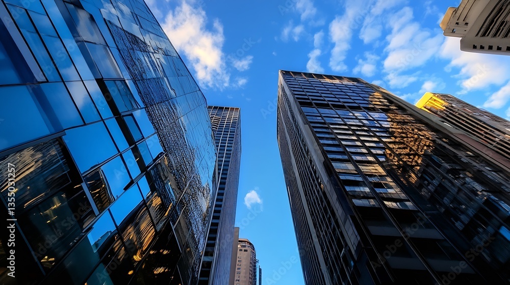Aufkleber stunning view of highrise buildings against dramatic skyscraper background : generative ai