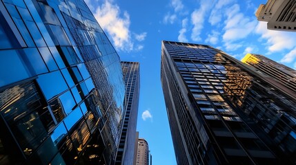 Fototapeta premium Stunning View of HighRise Buildings Against Dramatic Skyscraper Background : Generative AI