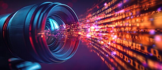 Camera lens capturing digital data stream.
