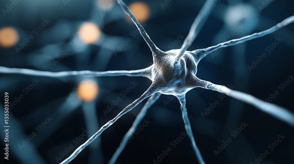 Leinwandbilder Close up view of a neuron showcasing its intricate structure and connections in a stunning abstract representation : Generative AI