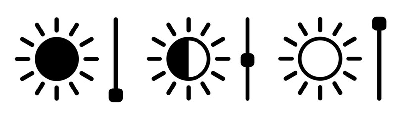 Brightness control icon, brightness slider sign