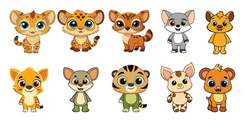 Obraz premium Cartoon Animal Characters Collection