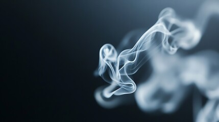 Fototapeta premium Ethereal wisps of smoke gracefully curling against a dark backdrop : Generative AI