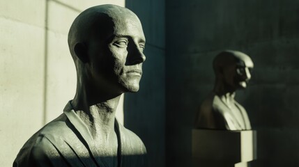 Sculptural busts of men
