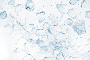 Ice cubes on a white background.