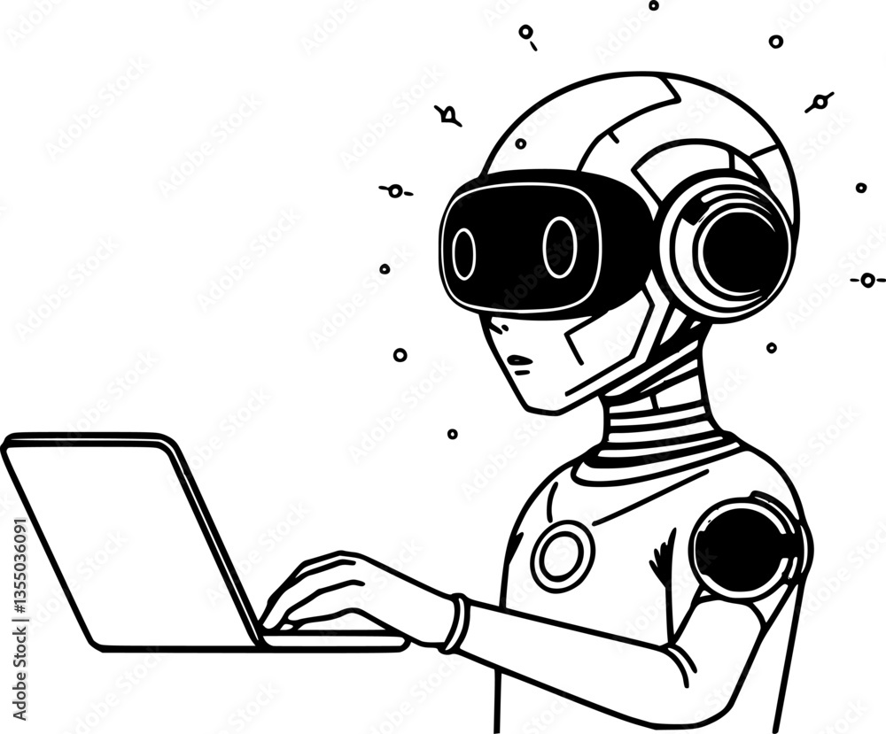 Poster outline of an ai personal assistant device minimal futuristic smart technology vector illustration.