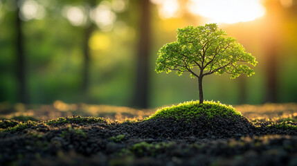 A visionary concept of sustainability showcasing human awareness toward nature conservation, carbon reduction, and eco-friendly urban living, promoting a greener future with innovative environmental s