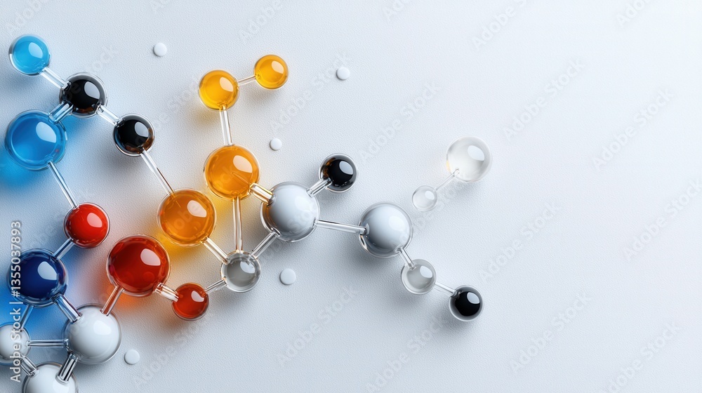 Aufkleber a colorful array of molecules are displayed on a white background