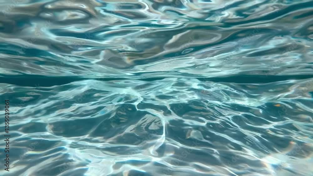 Aufkleber underwater video capturing rippling water surface from a low angle, showcasing abstract patterns and