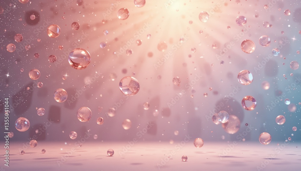 Poster floating water droplets abstract background digital art ethereal atmosphere close-up view serenity a