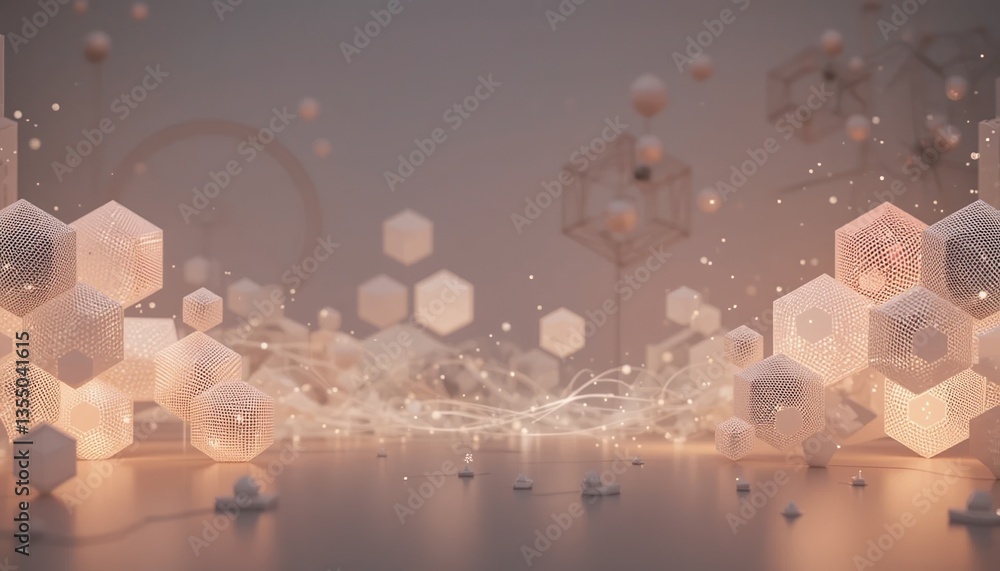 Poster dynamic light and geometric patterns abstract space digital art modern environment artistic perspect