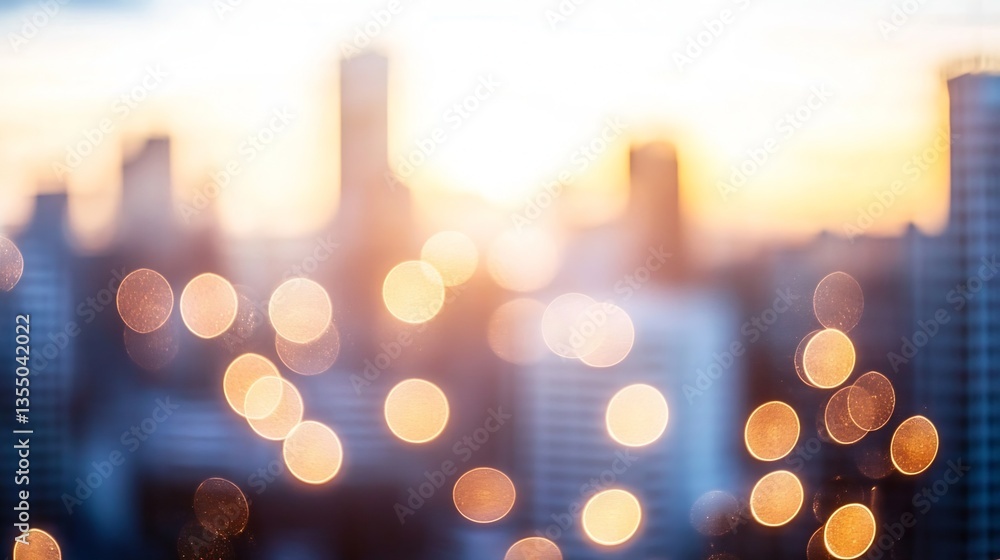 Poster beautiful bokeh effect of city buildings during sunset creating a dreamy urban atmosphere : generati
