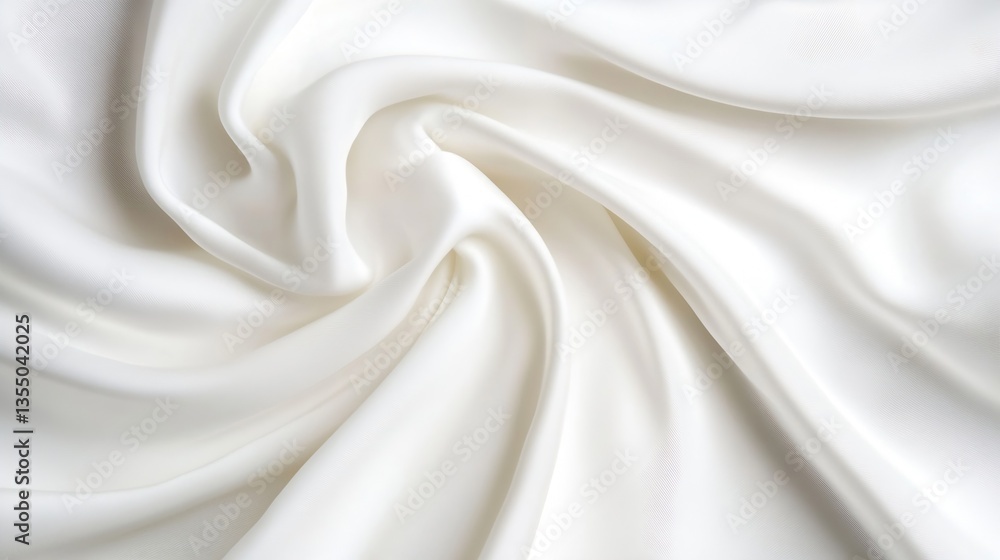 Poster Elegant white fabric with soft folds creating a smooth texture and luxurious appearance for fashion or design : Generative AI