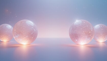 Obraz premium Illuminating abstract spheres digital art space 3d rendered visuals ethereal environment symmetrical perspective modern concept for digital interfaces