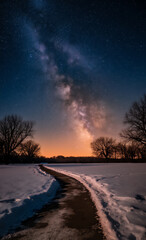 in the middle of the snow,