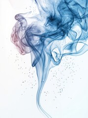 Fototapeta premium Ethereal blue smoke swirling gracefully against a light background, creating a sense of movement and fluidity.
