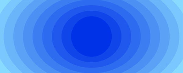 Concentric blue circles background banner, abstract modern minimal blue background
