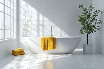 minimal bathroom with yellow accents