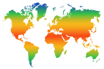World map, Earth map global with division on climatic zones