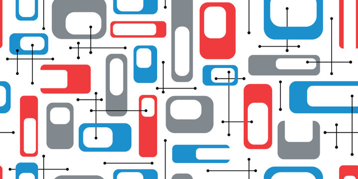 Atomic Era Pattern | Space Age Wallpaper | Seamless Googie Style Background | 50s Diner Backdrop | Mid Century Modern Design