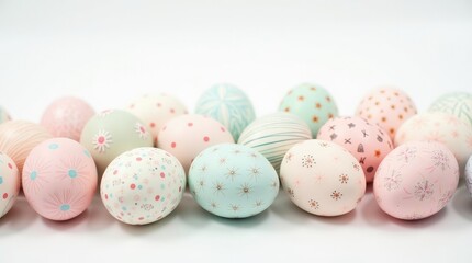 Fototapeta premium Colorful Easter eggs with pastel colors and patterns