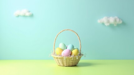 Easter Basket with Colorful Eggs