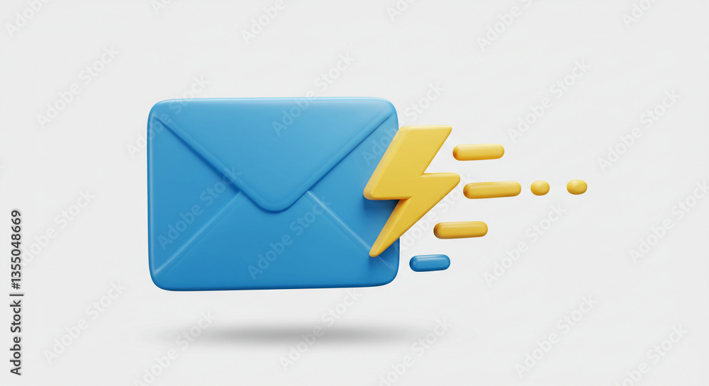 Poster a fast blue email soaring through cyberspace, a bolt of lightning propelling it forward with dynamic