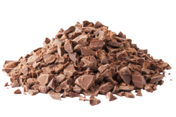 Pile of crumbled dark chocolate chunks