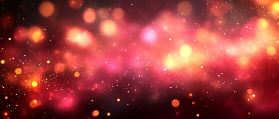 Fototapeta premium Red bokeh lights; dark background; design