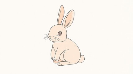 Obraz premium Cute cartoon rabbit, sitting, simple illustration, for children's book, or greeting card