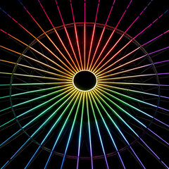 abstract fractal burst ,space, bright, radial, yellow, blue, radiate