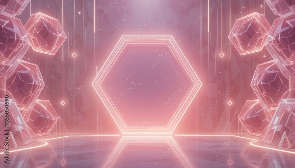 Aufkleber futuristic light show digital arena 3d visualization neon environment wide angle view abstract conce