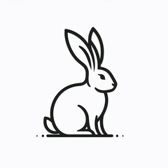 Obraz premium Alert Bunny Minimalist Line Art Icon