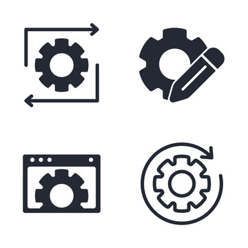 Set of Gear icon logo vector illustration. Settings pack symbol template for graphic and web design collection