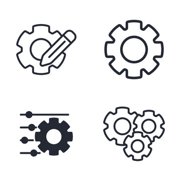 Set of Gear icon logo vector illustration. Settings pack symbol template for graphic and web design collection