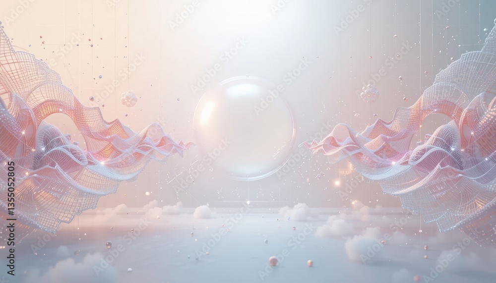 Poster dynamic abstract visuals representing motion and innovation in a futuristic digital landscape concep