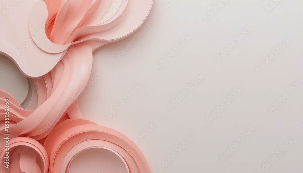 Poster artistic flow of soft pink paper shapes studio setting abstract design minimalistic environment aeri